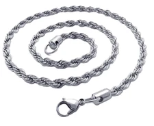 Stainless Steel 4mm Solid Rope Necklace / Chain 4