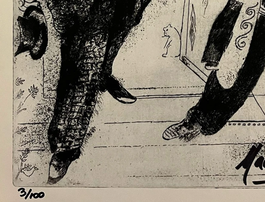 Impresión original firmada por Marc Chagall, certificado de autenticidad y tasación por $3,500 USD* Foto 3 de 4