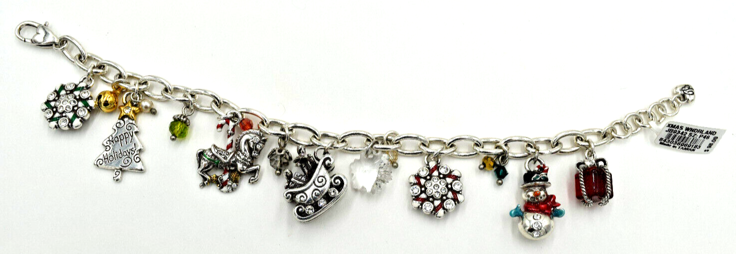 NEW Brighton Christmas Wonderland Holiday Charm Bracelet Crystal Sleigh