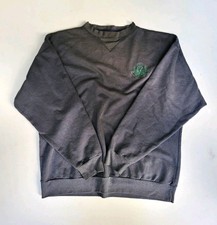 Vintage 90s Adidas Embroidered Crest Sweatshirt Mens S Black Green Trefoil Crown