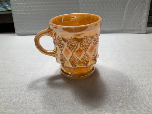 Fire King Kimberly Mug Peach Lustre Diamond
