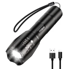 USB Rechargeable Flashlights, 8381 High Lumens Lights, 3 Modes, Zoomable & Wa...