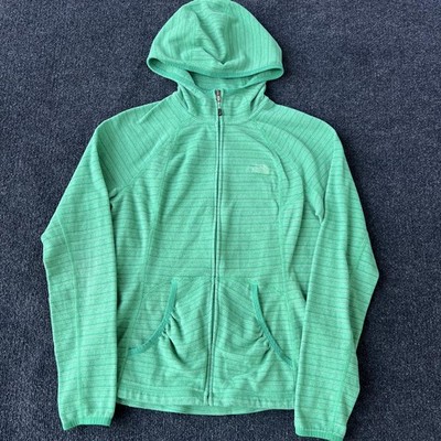 The North Face Jacket Womens Medium Green Full Zip Fleece Hoodie Textured Stripe