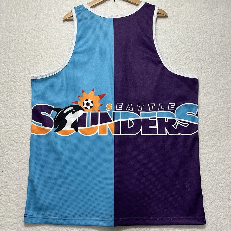 Mitchell & Ness Mens MLS Seattle Sounders 2.0 Split Color Mesh Tank Top Size 2XL - Image 2 of 4