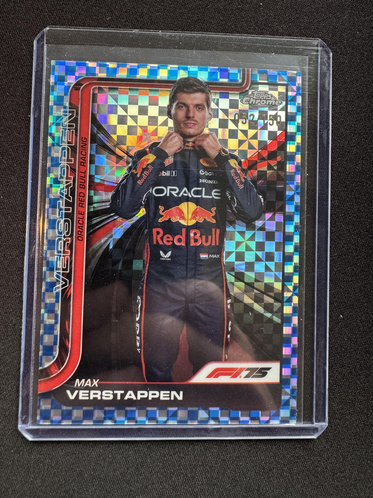 Max Verstappen 2025 Topps Chrome Formula 1 F1 Blue Checker /150 Portrait