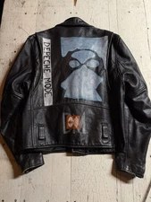 1980s Open Road Collection Leather Jacket Custom Hand Painted Depeche Mode Punk