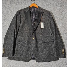 Tallia Tuxedo Jacket Mens Black Metallic Stretch Peak Lapel 46R Blazer