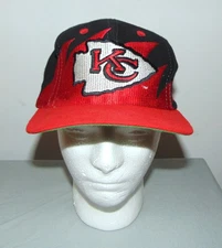 Rare Original 90's Logo Athletic Kansas City Chiefs Black Dome Sharktooth  Hat