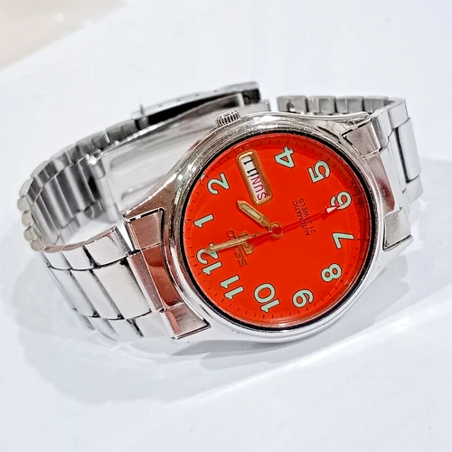 Vintage Men’s Watch Seiko 6309 Automatic  Orange Dial Arabic Day-Date 21 Jewels