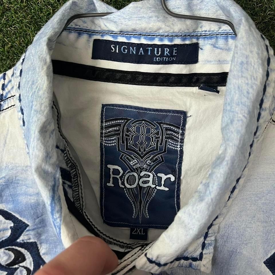 Y2K Roar Button Down Embroidered Button Down Ligh… - image 4