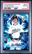 Jacob Wilson 2025 BOWMAN CHROME SAPPHIRE SELECTIONS ROOKIE RC SP PSA 10 POP 1