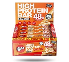 12PK BSc 48g High Protein Low Carb Bar Gluten Free 92g Serve Salted Caramel