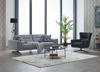 Sofagarnitur Polstersofa Dreisitzer 2Tlg Stoffsofa Sessel Grau Sofa