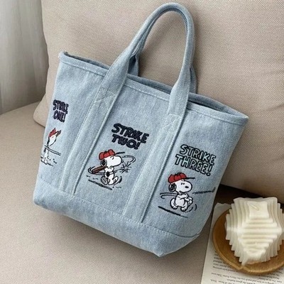 New Large Cartoon Snoopy Embroidered Canvas Portable Handheld Bag Large Capacity