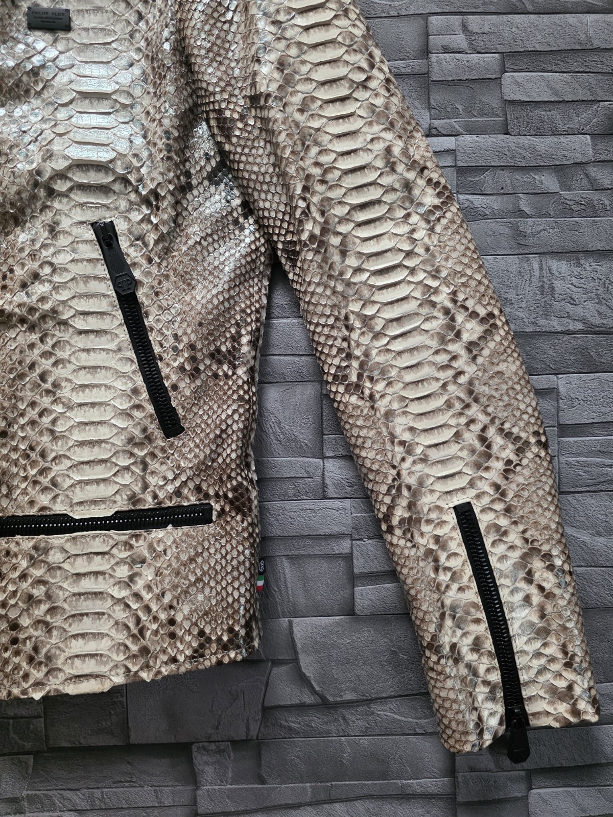 PHILIPP PLEIN PYTHON LEATHER MOTO JACKET LUXURY / XL / NEW / image 6
