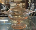 Vintage Anchor Hocking Footer  Colony Open Lace Pink Candy Dish- VERY NICE!