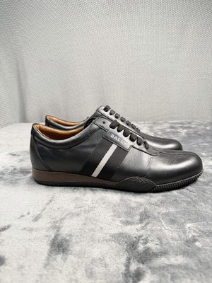 Bally FRENZ-NEW Shoes Mens Size 11 Black Leather Striped Casual Sneakers 627703