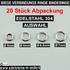 Biegeringe Binderinge Verbindungsringe &Ouml;senringe Verschlussringe Edelstahl 20St.