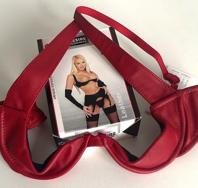 BH Hebe Dessous roter Leder Nappa Büstenhalter Brust Harness Cup Bügel Ledapol