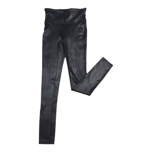Spanx 2437 Faux Leather Leggings Black High Waisted Slimming Moto Sz Small