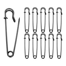 20pcs Safety Pins 75mm Electroplated Large Safety Pin for Clothes, Black