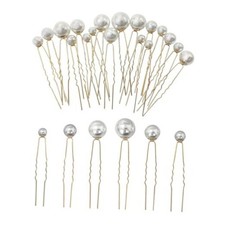 18 Pieces Wedding Pearl Hair Pins U Shape Barrette  Wedding Vintage Pearl gold