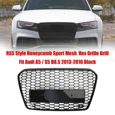 RS5 Style Honeycomb Mesh Front Bumper Grille Grill Fit Audi A5 S5 B8.5 2013-2016