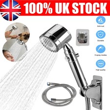 High Turbo Pressure Shower Head 5 Mode Bathroom Powerful Energy Water Saving UK
