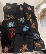 Scarfs Lot Of 15 Embroidered Black