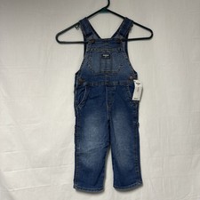 NWT OSHKOSH B'GOSH Baby Boys World's Best Denim Overalls Size 2T Cargo Pockets