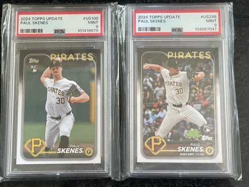 2024 Topps Update Paul Skenes #US100 +US288 Rookie Cards PSA 9