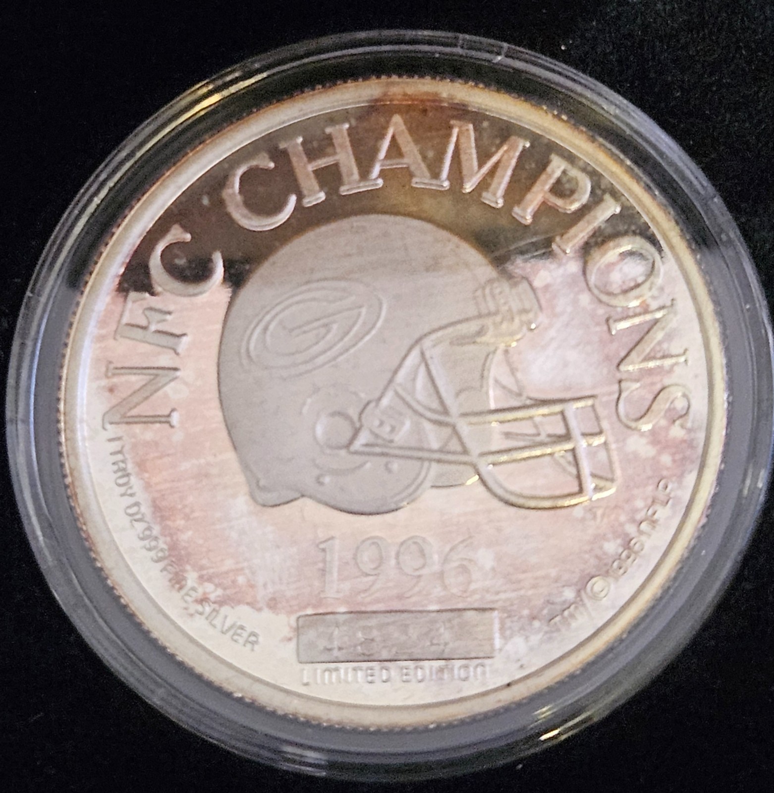 1996 OFFICIAL NFL GREEN BAY PACKER SILVER ROUND  .999 FINE LIMITED EDITION