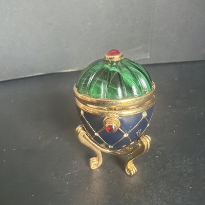 ROMANOFF COLLECTION Blau Grün EMAILLE 22K GOLD PLATTE ÖSTERREICHISCHER KRISTALL EI Ständer
