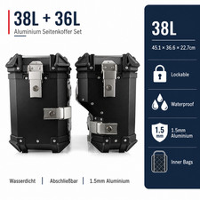 Motocykl Aluminiowa walizka Walizka boczna Bagażnik 36L + 38L Skrzynka siodłowa Wodoodporna