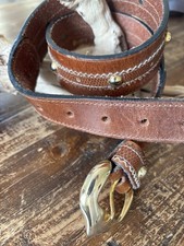 Bijoux Medici Belt VINTAGE Brown Leather Gold Medallion Buckle Small 28-32