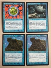 4x Blue 1xU + 3xC MTG - Renaissance German ©1995 NM eg Relic Bindings