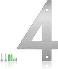4 Inch Floating House Numbers and Metal Letters for Outdoor Signs, Modern 304 St