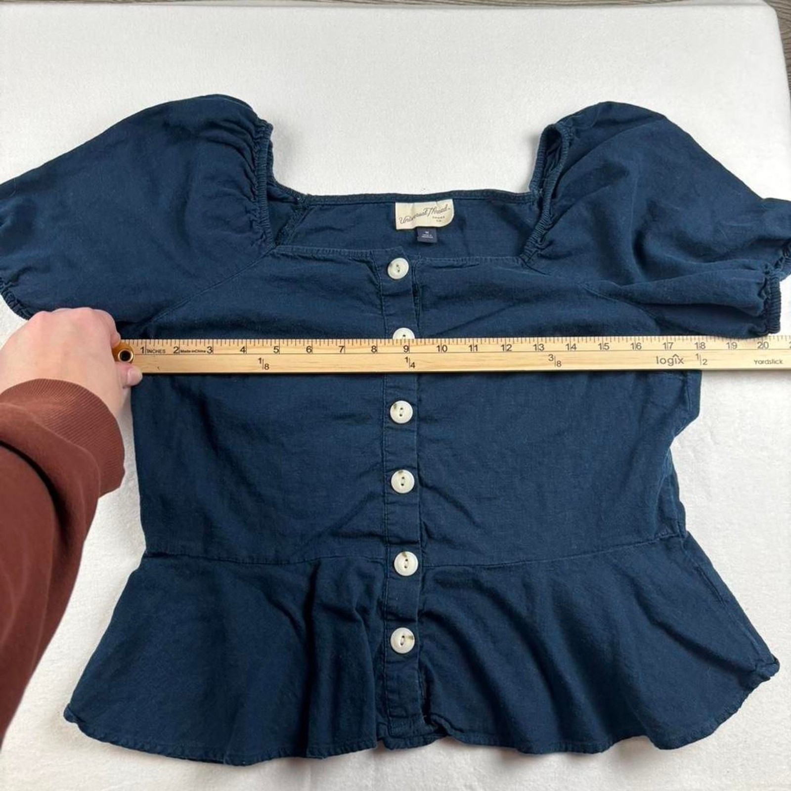 Universal Thread Navy Blue Cropped Button-Up Top … - image 3