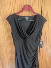 NWT $80 American Living Size 6 Black Ruched Wrap Dress