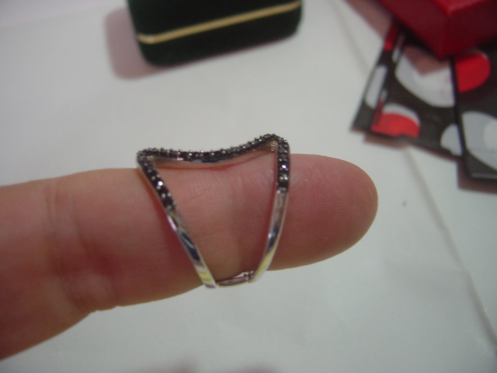 exquisite-solid silver large ornate black sparkli… - image 6