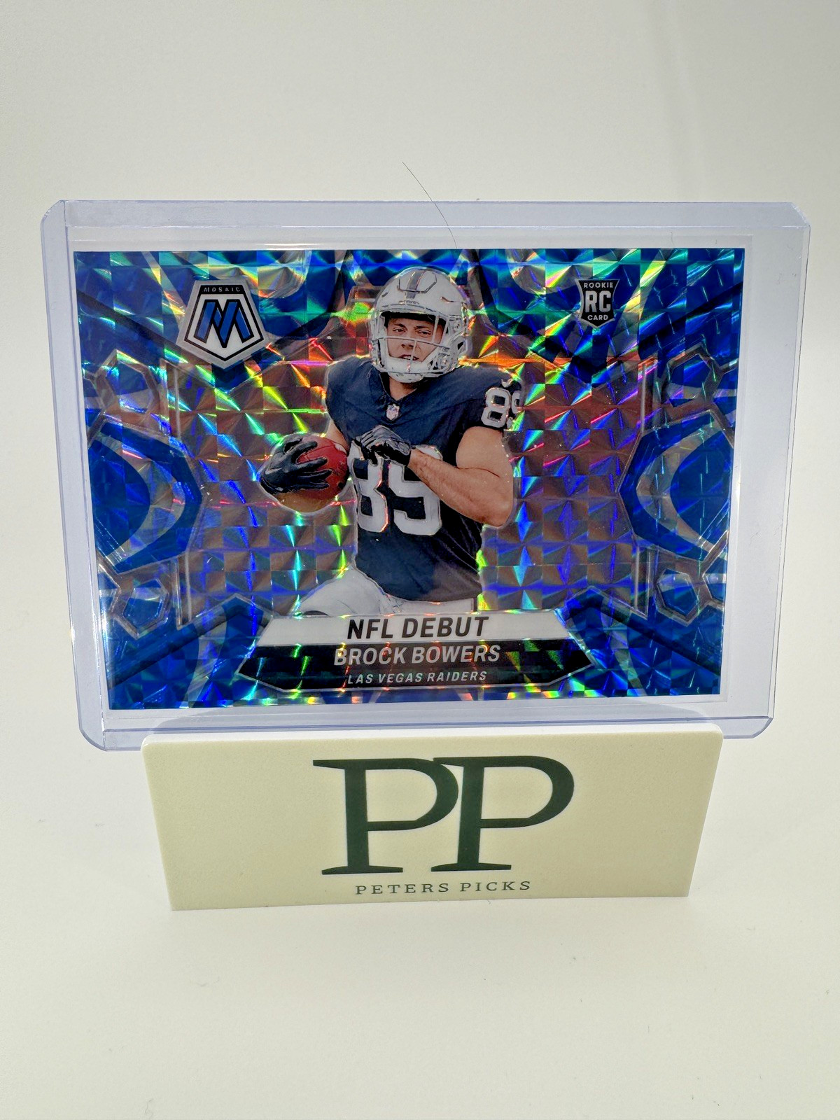 2024 Mosaic NFL Debut BROCK BOWERS #286 Reactive Blue Mosaic Prizm (RC) Raiders