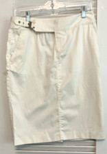 6P LAUREN Ralph Lauren EXCLUSIVE Canvas Cotton Pencil SKIRT Brass Buckle
