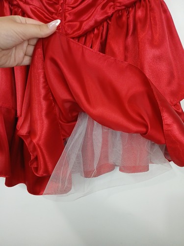 Vintage 80's Red Corset Prom Formal Dress Size 5 Ruffles Straps Party Cocktails - Picture 9 of 14