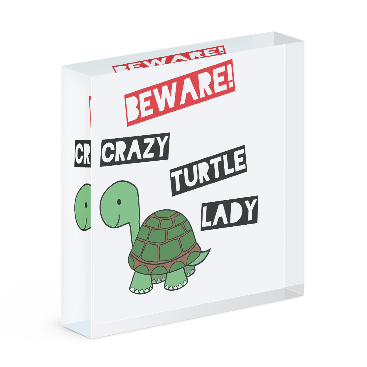 Beware Crazy Turtle Lady Acrylic Photo Block Frame Funny