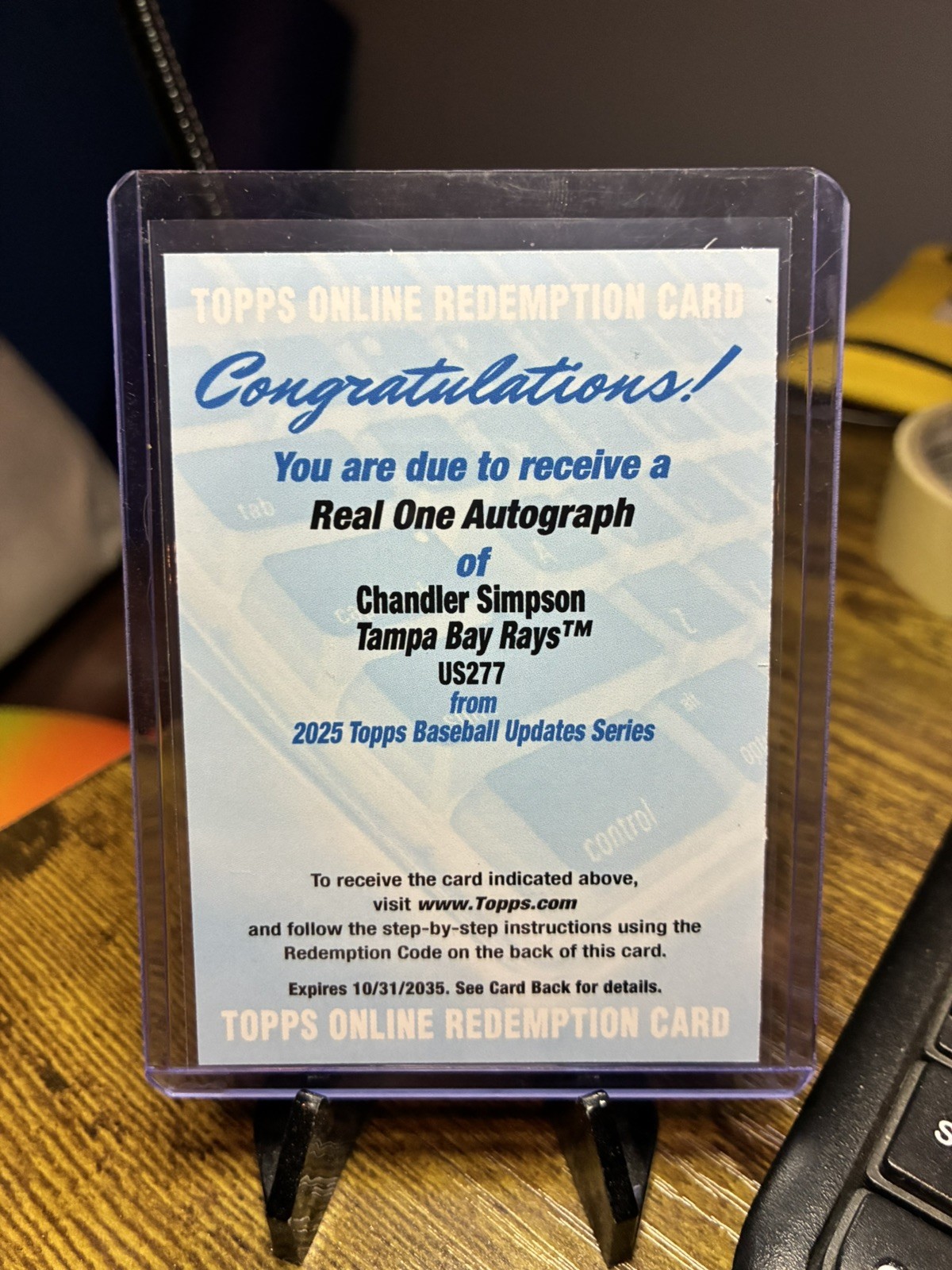 2025 Topps Update Chandler Simpson Real One Auto Rookie RC #US277 Rays