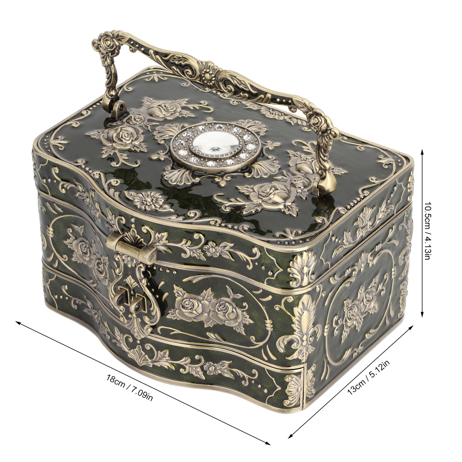 Retro Three Layer Jewelry Box Built In Mirror Gorgeous Earrings Treasure Box Vi~ image 5