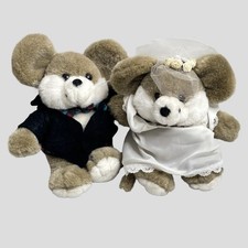 Commonwealth Gray Mouse Mice Plush Wedding Marriage Bride Groom Vtg 1992 RARE