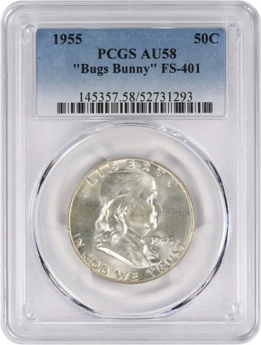 1955 Franklin Silver Half Dollar Bugs Bunny FS-401 AU58 PCGS
