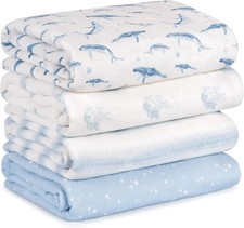 Soft Cotton Muslin Swaddle Blankets for Newborn Baby Breathable Receiving Wrap