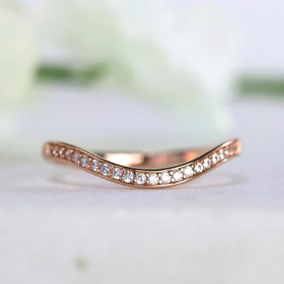 0.50Ct Lab Created Diamond Curved Half Eternity Band Ring 14k Rose Gold Plated